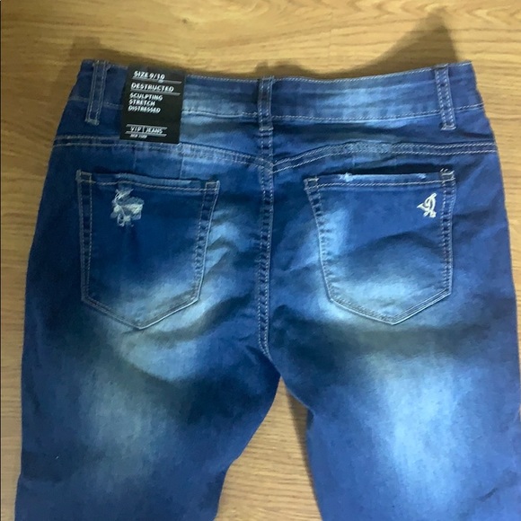 VIP Blue Distressed Jeans Skinny Leg Stretch 9/10 - Picture 6 of 7